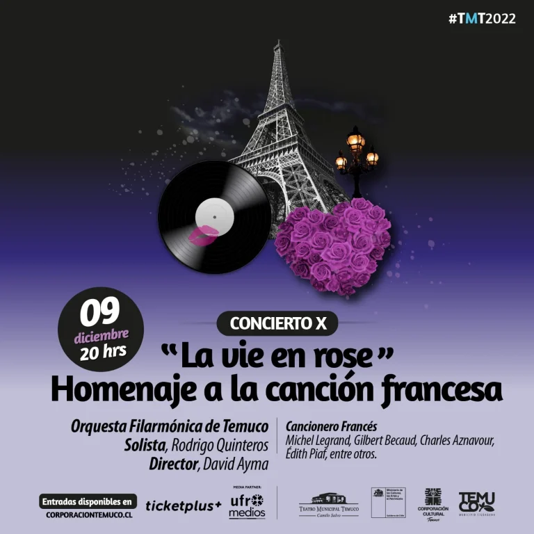 Orquesta Filarmónica de Temuco cierra temporada 2022 con homenaje a la canción francesa