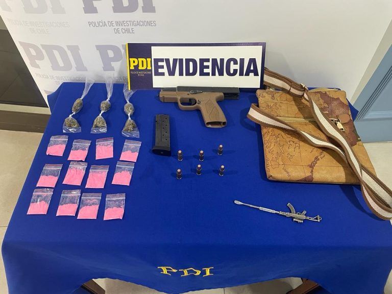 PDI Villarrica detuvo a tres personas por infracción a Ley de armas y Ley de Drogas