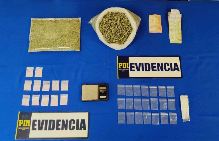 PDI Pitrufquén decomisó más de 600 dosis marihuana y ketamina en Freire