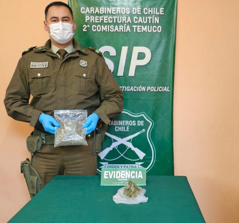 Carabineros sorprende con droga y detienen a delincuentes que huyeron de fiscalización vehicular en Temuco