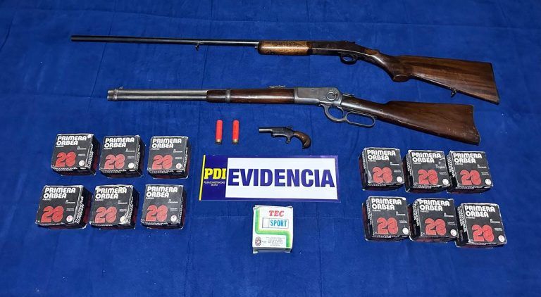 PDI de Temuco recuperó armas y munición en la comuna de Quillón región del Ñuble