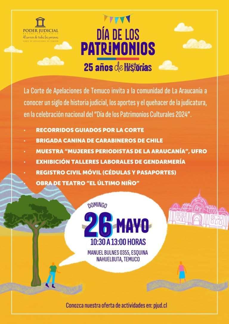 Corte de Apelaciones de Temuco invita a la comunidad a conocer un siglo de historia y avances jurisdiccionales en el Día de los Patrimonios