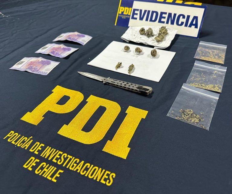 Hay tres detenidos PDI elimina punto de microtráfico de drogas en plaza de armas de Traiguén