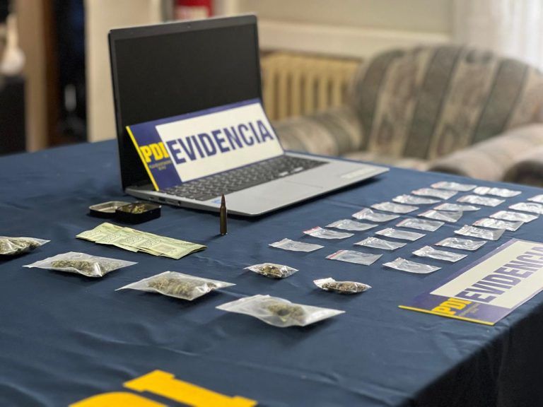 PDI detuvo a pareja en Traiguén por diversos delitos: tenían droga y munición en su domicilio