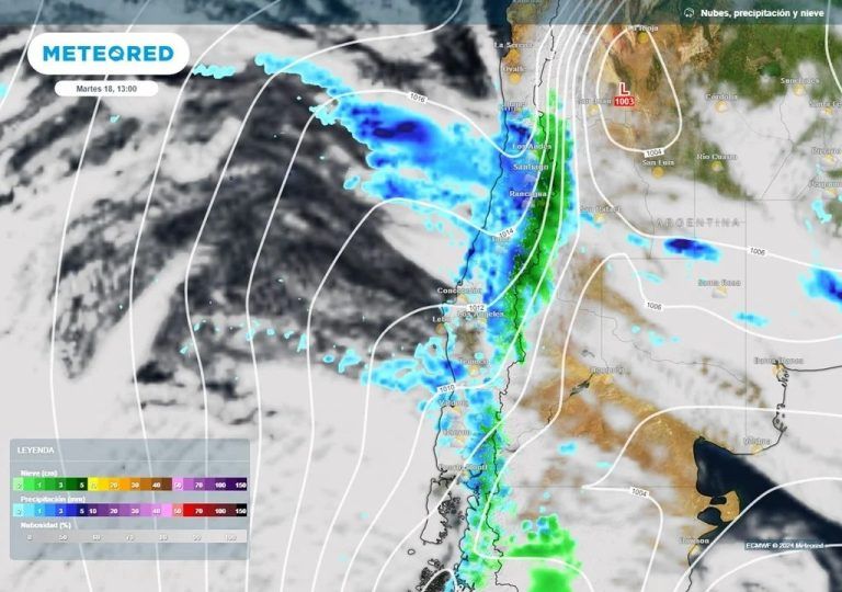 Empieza nueva semana cargada de lluvias y nieve en Chile: a esta hora comenzarán las precipitaciones en la zona central