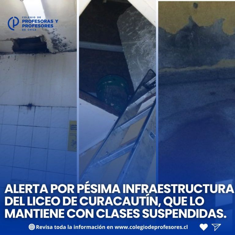 Colegio de profesores en alerta por pésima infraestructura del Liceo de Curacautín, que lo mantienen con clases suspendidas