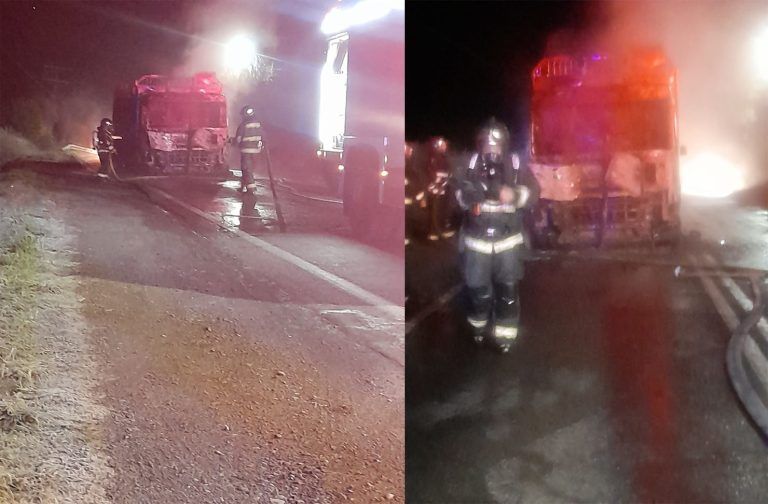 Encapuchados incendiaron un camión en plena ruta que conecta Padre Las Casas con Cunco