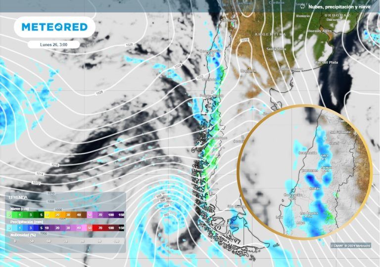 Así comienza la semana en Chile: con precipitaciones desde zona central al sur y un descenso en las temperaturas