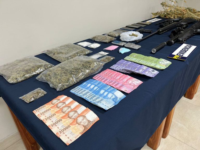 PDI detiene a dos hombres por microtráfico de drogas en Villarrica: se incautó cocaína, marihuana y ketamina