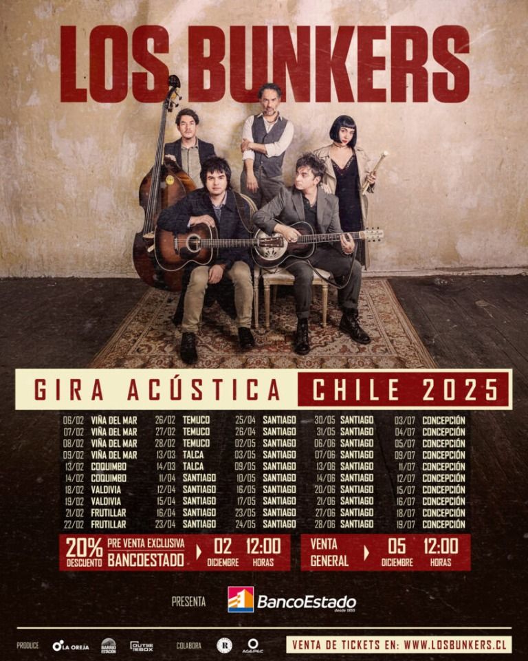 Los Bunkers: Comenzó la venta general de la Gira Acústica ¿Cuándo estarán en Temuco?
