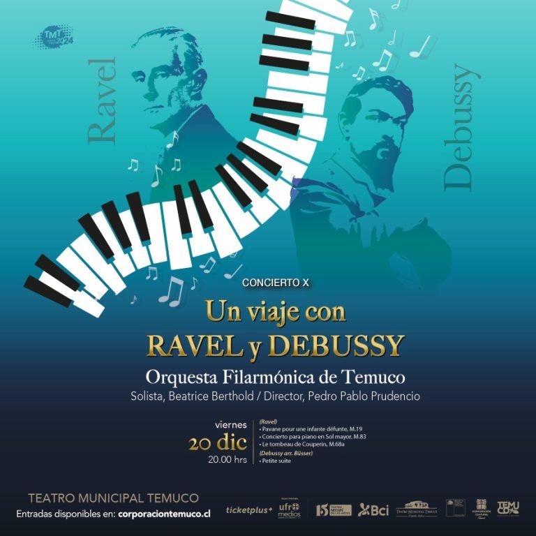 El teatro municipal de Temuco cierra su temporada 2024 con un tributo a Ravel y Debussy, dirigido por Pedro Pablo Prudencio director residente de la orquesta filarmónica de Santiago