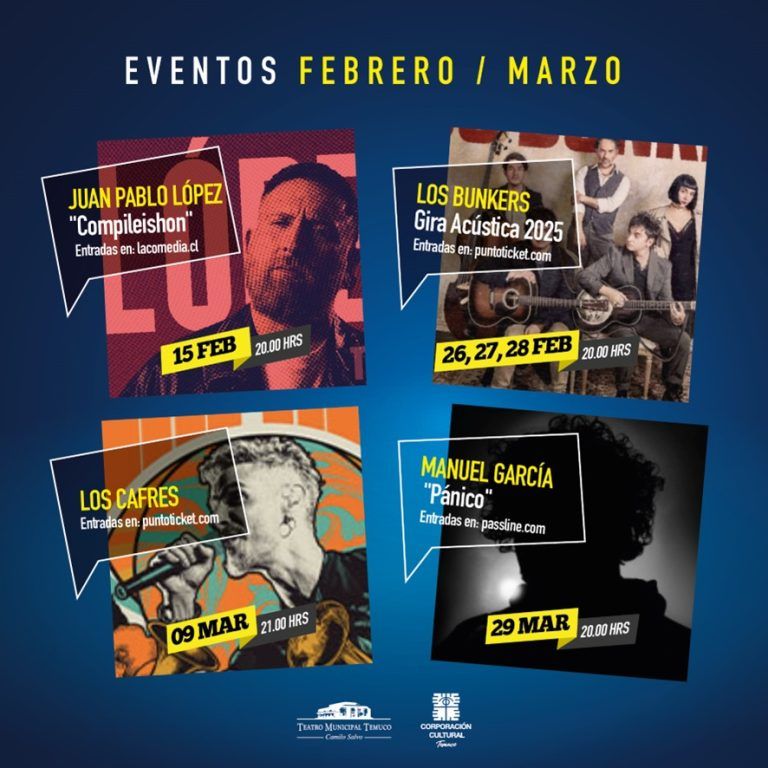 Destacados artistas marcan el inicio del año en el Teatro Municipal de Temuco