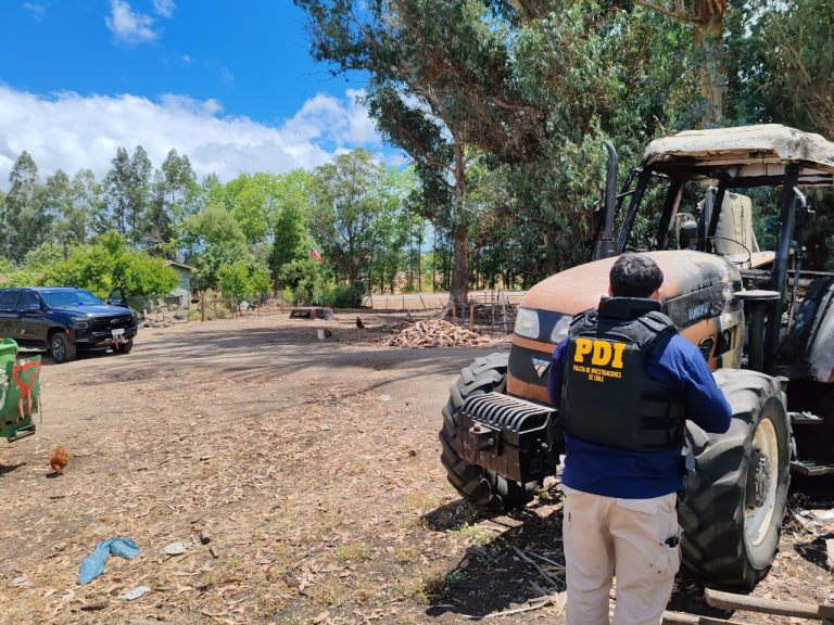 En Angol detectives desarrollan diligencias investigativas por atentado incendiario a maquinaria agrícola