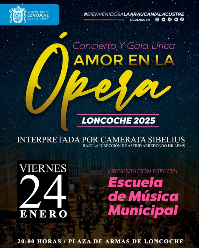 La ópera llega gratis a la plaza de Loncoche este viernes 24 de enero