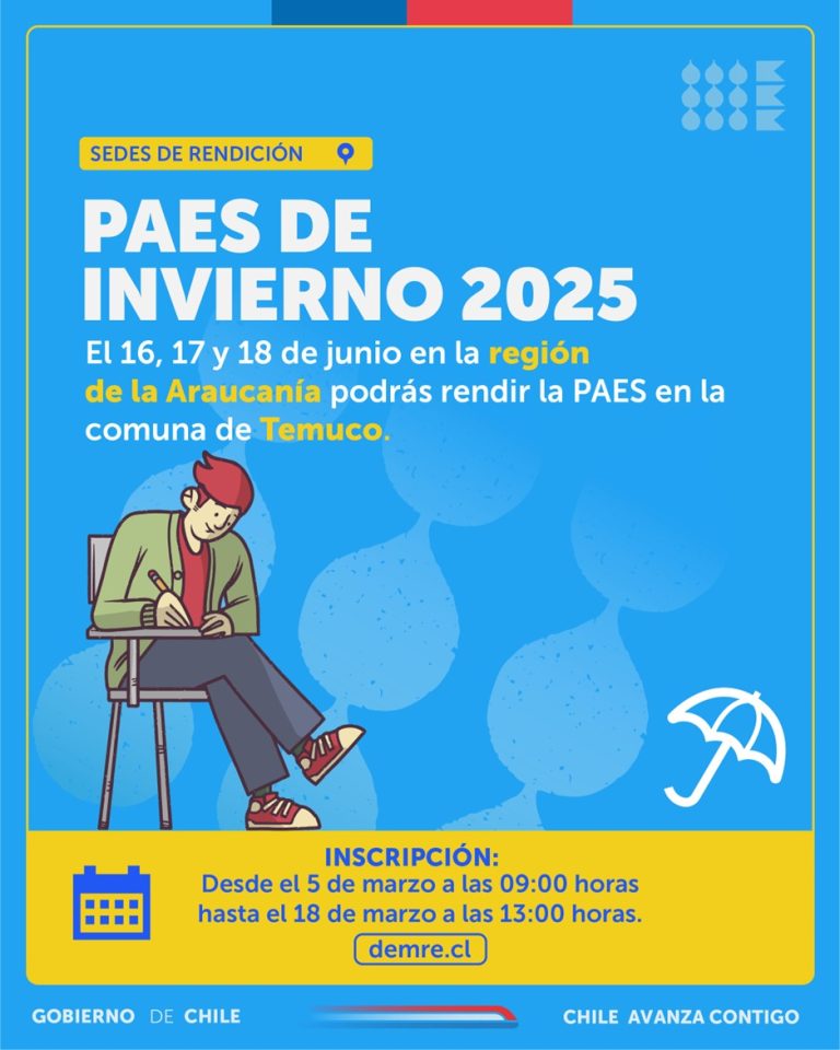 Temuco una de las 3 ciudades del país que concentra mayor número de inscritos a la PAES de Invierno