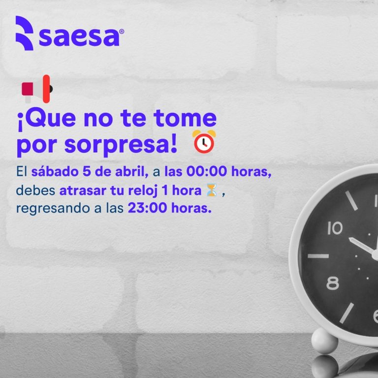 Cambio de hora: Saesa recuerda usar la energía de manera eficiente durante el horario de invierno