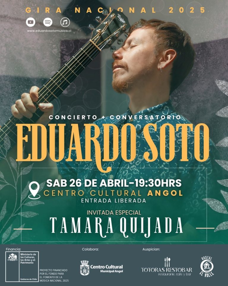 Panorama cultural: «Un viaje musical: El cantautor chilote Eduardo Soto se presentará en el Centro Cultural de Angol junto a Tamara Quijada»