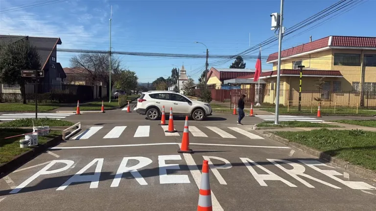 Municipio de Cholchol refuerza la seguridad vial con mantención de señalética y pintura de pasos peatonales