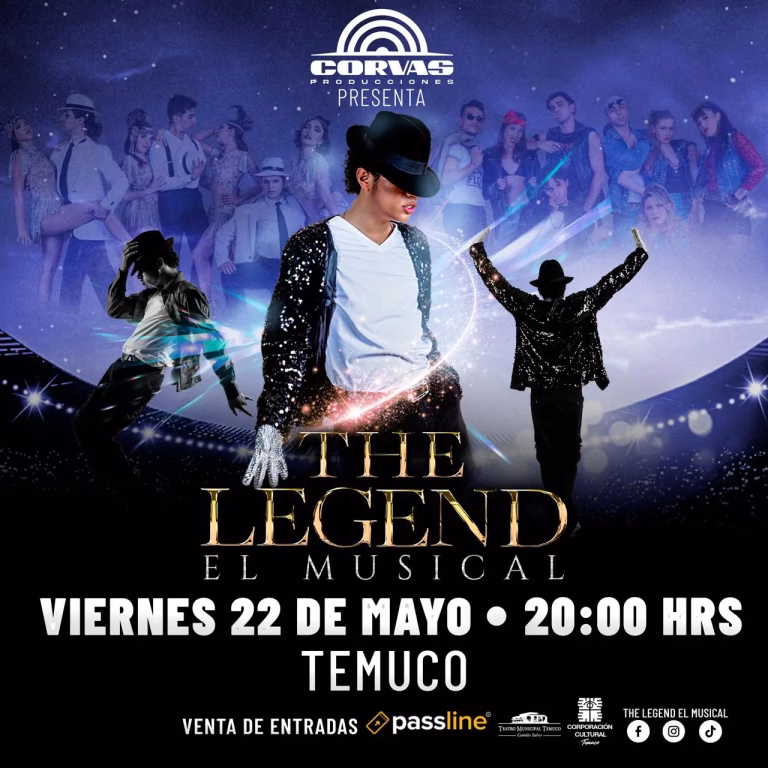 THE LEGEND llega a Temuco: el musical que revive la historia de Michael Jackson se presentará en el Teatro Municipal
