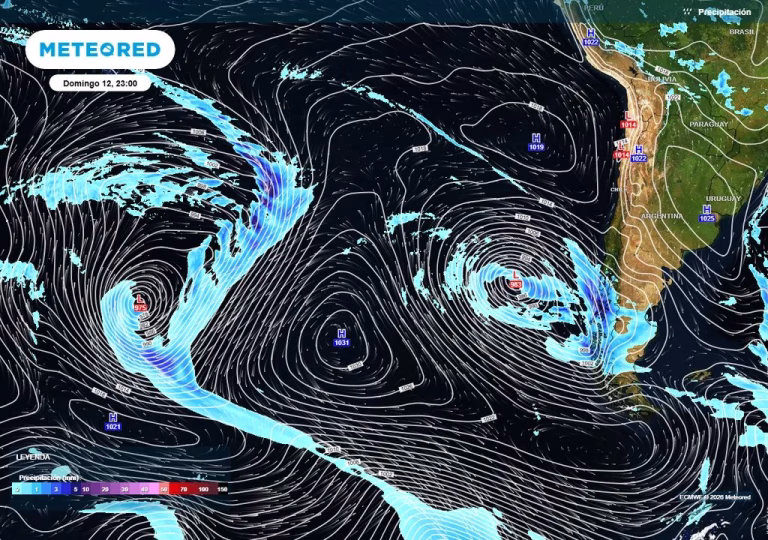 Semana full lluvia en Chile centro-sur: sistemas frontales con río atmosférico se aproximan entre Ñuble y Los Ríos