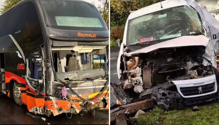 Dos fallecidos deja violenta colisión entre furgón y bus que trasladaba a juveniles de Deportes Temuco
