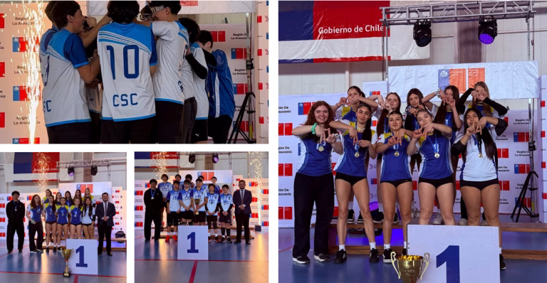 ¡Victoria va por el título nacional! Colegio Santa Cruz representará a La Araucanía en voleibol.